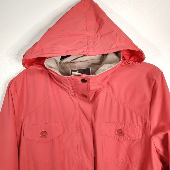 JM Collection Hooded Jacket Large Women's Coral Lightweight Mid Length Coat - Picture 3 of 7